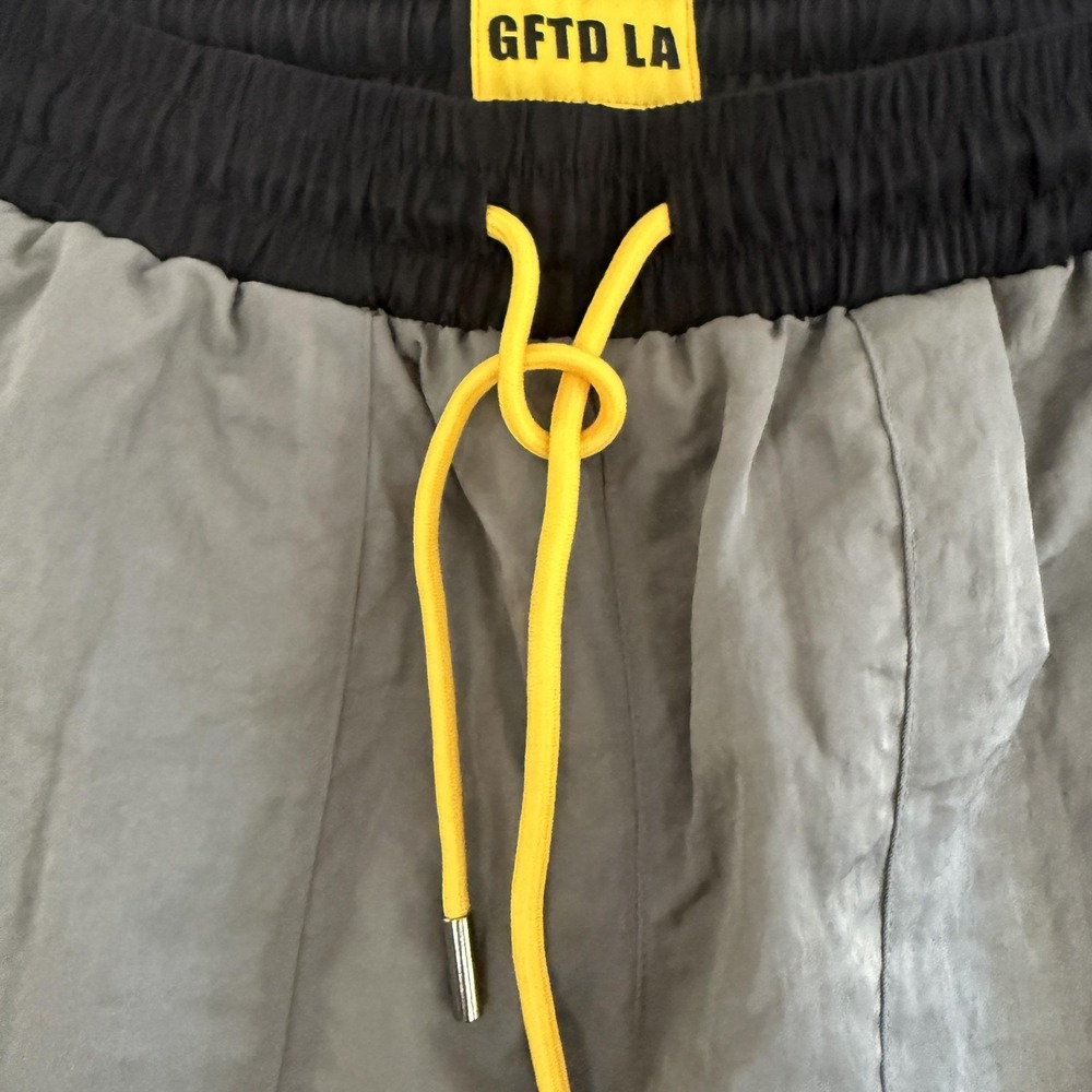 GFTD‎ LA Pants Gray Nylon Cargo Jogger Drawstring Pockets Streetwear - Picture 4 of 11